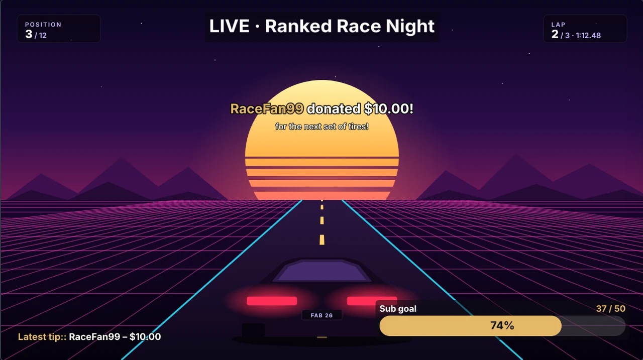 The same scene as a 16:9 stream for Twitch